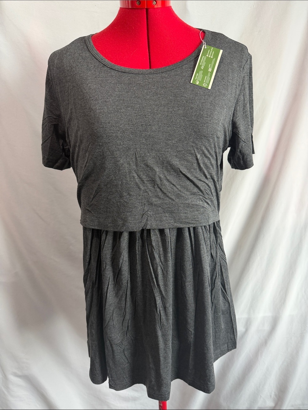 Short Sleeve Charcoal Gray Women’s Maternity/Nursing Tee MM66